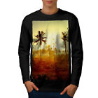 Wellcoda Sun Palm Photo Art Mens Long Sleeve T-shirt, Nature Graphic Design