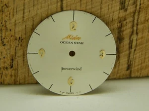 Pearl Vintage Watch Dial Mido Ocean Star Powerwind Black Stick Markers 27.21mm - Picture 1 of 4