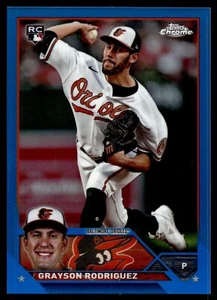 2023 Topps Chrome Update GRAYSON RODRIGUEZ BLUE REFRACTOR 124/150 ORIOLES USC98 - Picture 1 of 2