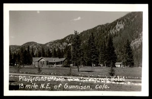 Postcard RPPC Playground & Patio Springcreek Hotel, Gunnison, CO - Picture 1 of 2
