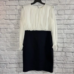 TED BAKER Lizatta Plissee Kombi Etuikleid Schwarz Weiß Größe 4 US 10 - Bild 1 von 8