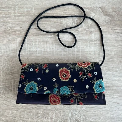 Chinese-Style Floral Satin pattern & bead embellishments Clutch/Shoulder Bag - Image 1 of 4