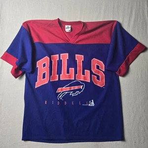 Vintage 1996 Buffalo Bills T-Shirt Blue Red Riddell Graphic Size XL Flawed USA - Picture 1 of 15