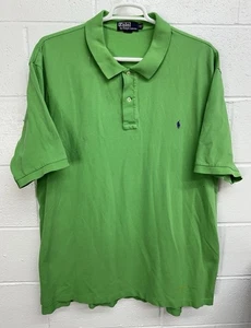 Vintage Polo Ralph Lauren Hemd limettengrün kurzarm hellmarine Pony Herren 3XLT - Bild 1 von 7
