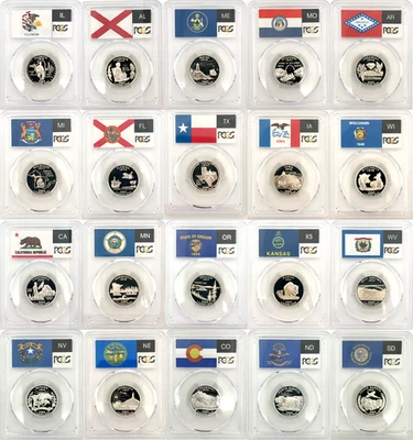 2003 - 2006 S State Proof SILVER PCGS 70 DCAM Twenty Coin Quarter Set - Image 1 of 2