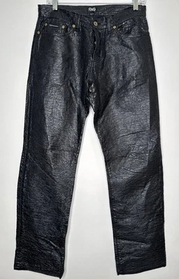 DOLCE & GABBANA Men's Black Faux Leather Pants SZ 30 X 31 - Image 1 of 4