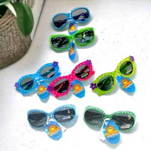 Sunglasses Kids Toddlers 100% UV Protection Colorful Cute Retro Frames - Picture 1 of 8