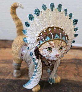 The Hamilton Collection "Chief Runs With Paws" Indian Chief Orange Cat,... - Picture 1 of 8