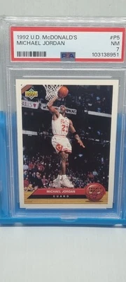 1992 Upper Deck McDonald's Promo #P5 NM Michael Jordan Chicago Bulls PSA 7 NM MJ - Image 1 of 4