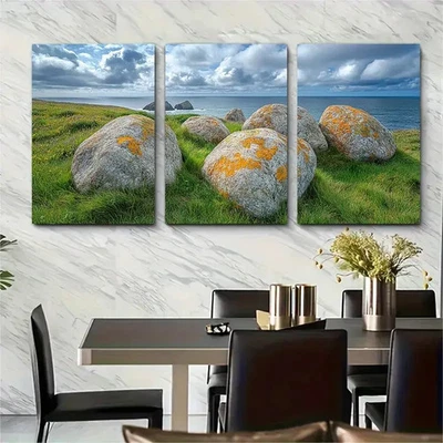 3pcs Sea Worn Boulders I  near Lands End Wall Art Canvas  Unframed/Framed - Image 1 of 4