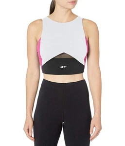 Reebok Womens Colorblock Crop Training Top Basic T-Shirt - Picture 1 of 4