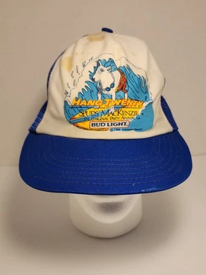 Vintage Spuds Mackenzie Hang Twenty Surfing Budweiser Trucker Hat 1986 DAMAGED - Image 1 of 4