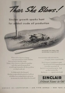 Revista de aceite Sinclair anuncio ballena Thar ella sopla imagen anuncio arte de pared - Imagen 1 de 1
