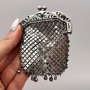 Women Purse Crystal Antique Chain Sterling Silver 925 Wallet Germany Collectible - Picture 1 of 8