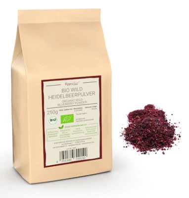 (100 EUR/kg) 1kg organic blueberry powder freeze-dried, blueberries wild - Image 1 of 4