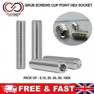 M2 M2.5 M3 A2 STAINLESS GRUB SCREWS CUP POINT HEX SOCKET SET SCREW DIN 916 - Imagen 1 de 12