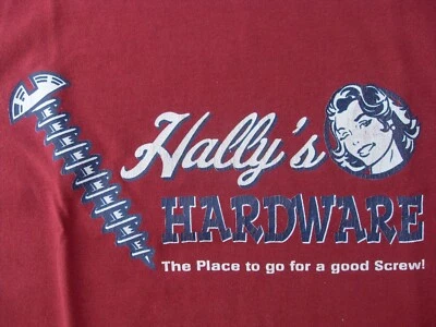 Hally's Hardware Store Shirt  size Adult Medium, worn but still good - Image 1 of 4