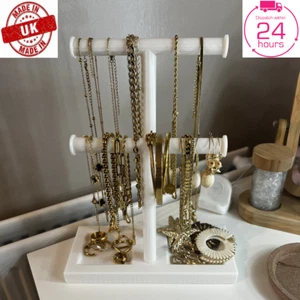 Double T-Bar Jewellery Display Stand Hanging Rack Bracelet Necklace Organiser - Picture 1 of 6
