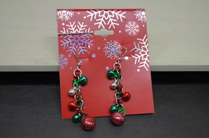 NEW Holiday-Christmas Small Jingle Bells & Stars Dangle Hook Earrings - Picture 1 of 5