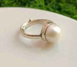 Natural Pearl Gemstone Ring/925 Sterling Silver\Handmade Ring/Adjustable Ring - Picture 1 of 9