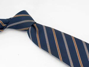 Corbata Christian Vintage Mezcla Poliéster/Seda Rayas Marrón Marino EE. UU. Ajustada - Imagen 1 de 5