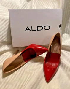 Aldo elegante Damen-Pumps – Colorblock: rot Nabuck/beige (Geldbörse separat erhältlich) - Bild 1 von 11