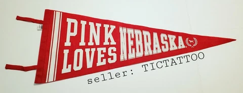 π₯ Victoria's Secret PINK LOVES NEBRASKA Pennant Banner Flag Collegiate Football Cover