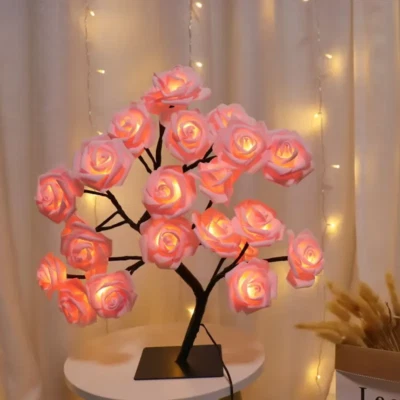 LED Rose Tree Desk Lamp  USB Powered Artificial Flower Night Light — 第 1/3 张图片