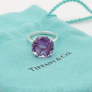 Tiffany & Co Octagon Purple Amethyst Sparklers Ring in Sterling Silver Sz 6.5