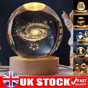 LED Crystal Ball Table Lamp USB 3D Moon Planet Globe Galaxy Night Light Bedside# - Picture 1 of 17