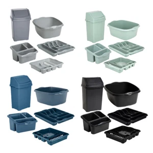 Kitchen 50L Swing Bin, Dish Drainer, Washing Up Bowl ,Sink Tidy & Cutlery Tray - Picture 1 of 22