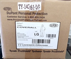 Dupont Tyvek ProShield Large Coverall WHITE (CASE / 25) TY122SWHLG002500 - Picture 1 of 1