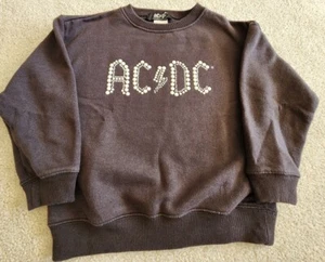 AC/DC Zara Girl's Size 8 Black Pearl Crew Neck waist Sweatshirt Pullover 5/6 - Picture 1 of 5