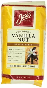 Jose's Vanille Nuss ganze Bohne Kaffee 48 Unzen 100 Arabica Medium Röstung 3 Pfund - Bild 1 von 1