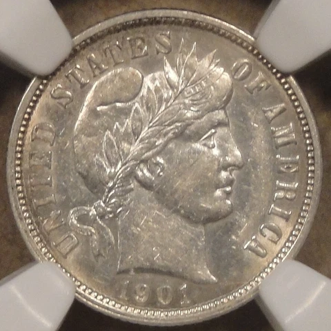 1901-O/Horizontal O FS501 Barber Dime 10c NGC Certified AU55 Cover