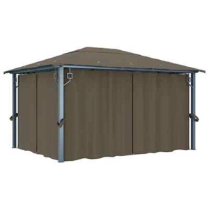 Gazebo with Curtain 400x300 cm Taupe Aluminium vidaXL - Picture 1 of 11