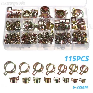 115PCS Hose Clamps Assortment Kit Steel Spring Clip Water Fuel Tube Air Pipe US - Picture 1 of 15
