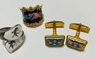 1 Vargas sterling silver ring, 1 Siam Sterling Ring and costume cufflinks set
