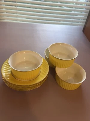 Limoges Francia Ramekin y Platillo Dorado 4 piezas Foto 1 de 4