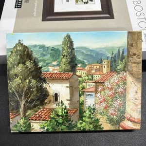 Original Hand-Painted Signed Italy Landscape Tuscany Italian Countryside 7x9 - Picture 1 of 3