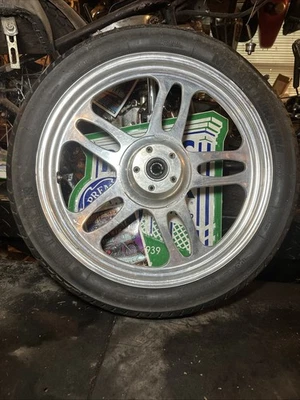 Performance Machine Custom Chrome USA Front Wheel Fat Tire HD Harley Chopper 250 - Image 1 of 4