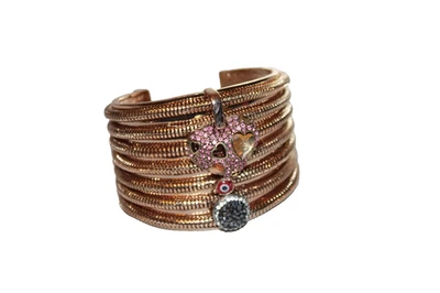 Vince Camuto Bracelet gold tone multi rows snake chains heart cuff ladies - Image 1 of 4