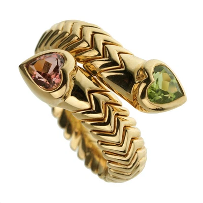 Anillo de cóctel Bvlgari Spiga turmalina peridoto oro amarillo 18k Foto 1 de 4