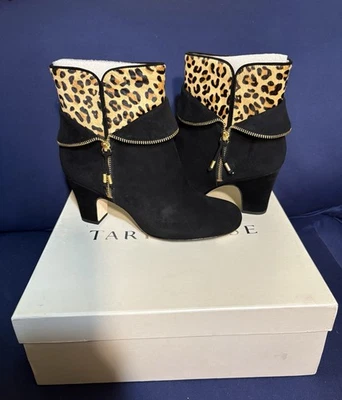 Taryn Rose Comfort Booties Suede Leopard Animal Print SZ 8 Coquette Luxury NWB - Image 1 of 4