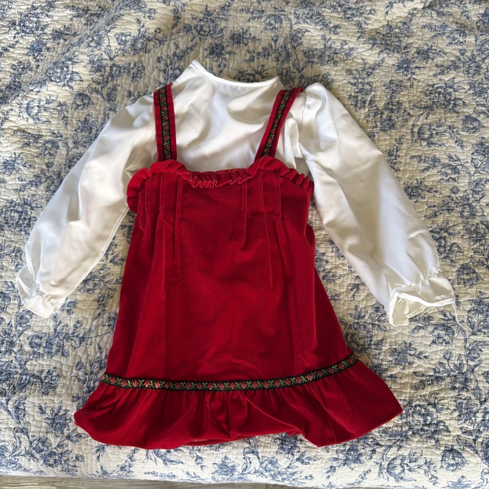 Vestido De Colección Círculo Completo Cenicienta EE. UU. Niña’s 4 T Navidad Rojo Años 70 Foto 1 de 4