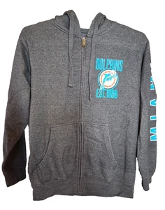 Men's NFL Miami Dolphins Hoodie Zip Sweatshirt Jacket Gray Size Large - Picture 1 of 8