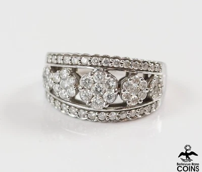 Anillo de cóctel ZEI floral ~0,15 CTW diamante plata esterlina talla 7,25 Foto 1 de 4