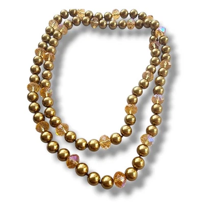 Collar de vidrio HEIDI DAUS "Ladies Choice" 44" largo (perla dorada) con detalles AB Foto 1 de 4