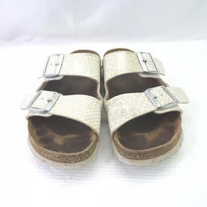 Birkenstock Sandalen Gr. 39 8 Arizona Magic Snake Print weiß Glitzer creme silber - Bild 1 von 7