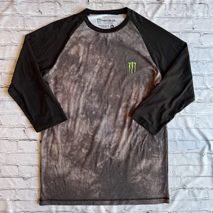 Monster Energy Performance Apparel Logo T-shirt  XL Mens 3/4 Sleeve Stretchy Y2K - Picture 1 of 8